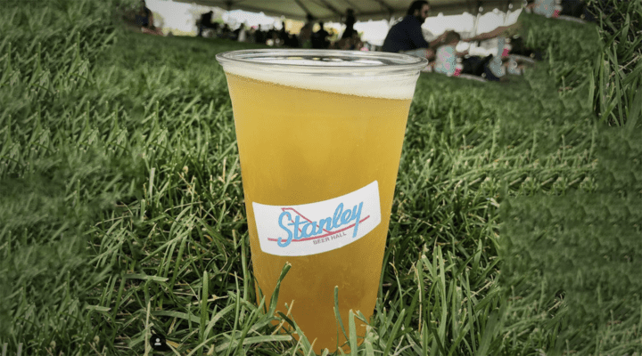 To-go beer glass in grass
