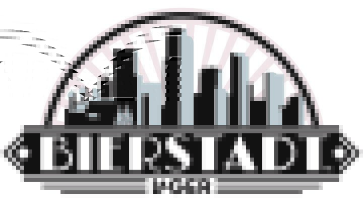 Bierstadt Lager logo - city skyline with 